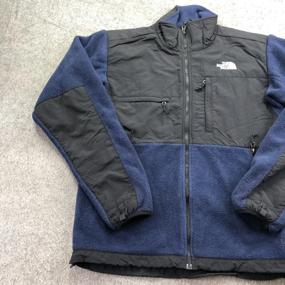 The North Face Jacket Mens Small Blue Black Fleece Full Zip Hiking Denali